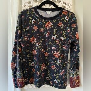 Sundance Jacquard Waffle Knit Thermal Top Size L Boho Cottagecore Peasant